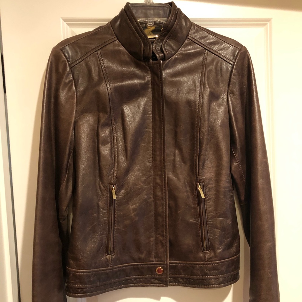 Laundry by Shelli Segal brown leather jacket